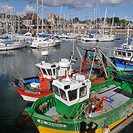 Vissersboten in de haven van Paimpol, Bretagne, Frankrijk
<BR><BR>Zie ook www.arterra.be</P>